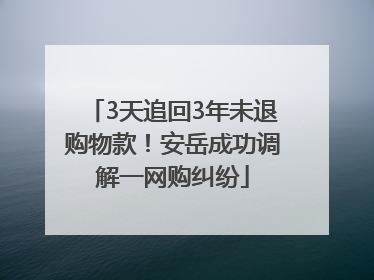 3天追回3年未退购物款！安岳成功调解一网购纠纷