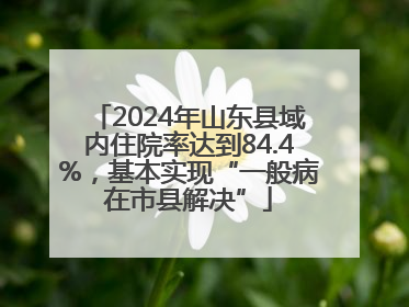 2024年山东县域内住院率达到84.4%，基本实现“一般病在市县解决”