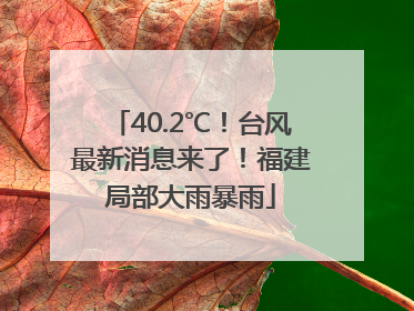 40.2℃！台风最新消息来了！福建局部大雨暴雨